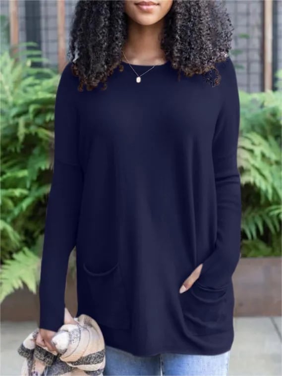 🎁Hot Sale 50% OFF⏳LONG SLEEVE THUMBHOLE SWEATER POCKET TUNIC
