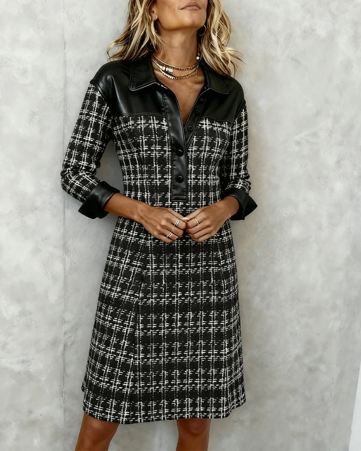Felina™ | Cheque Print Leather Dress
