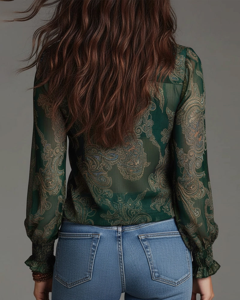 Katie™ | Refined Blouse with Half-Zip and Ruffles