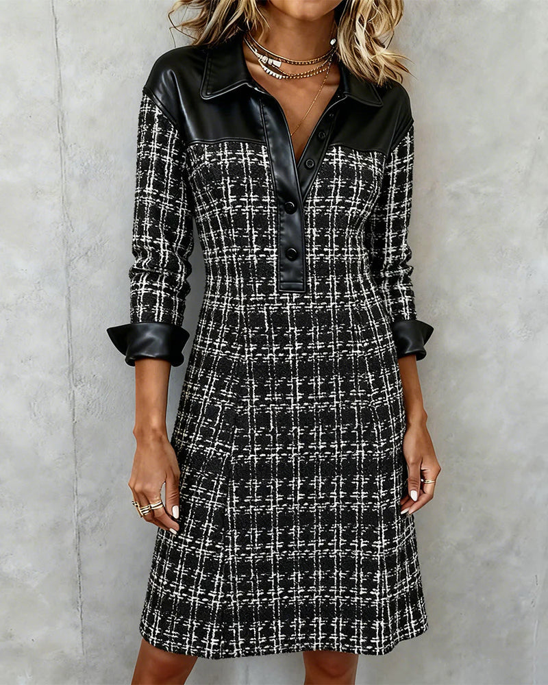 Felina™ | Cheque Print Leather Dress