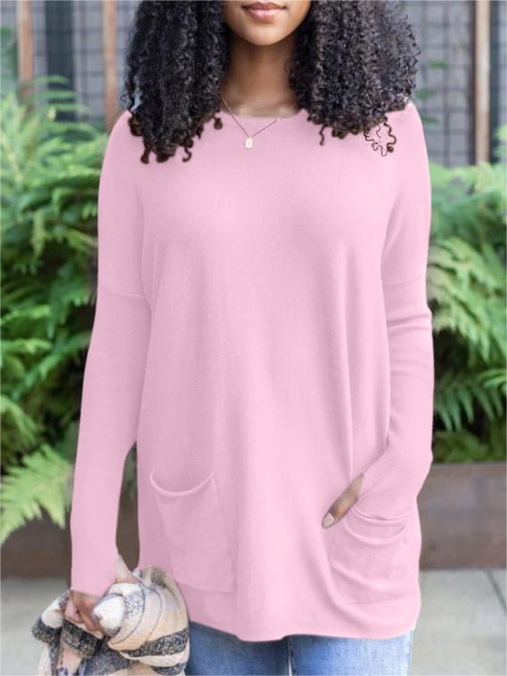🎁Hot Sale 50% OFF⏳LONG SLEEVE THUMBHOLE SWEATER POCKET TUNIC