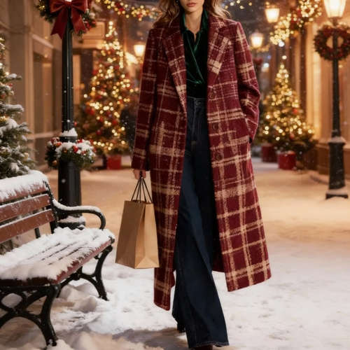 Milenna™ | Tailored Plaid Long Coat