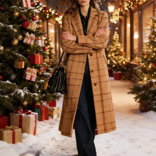 Milenna™ | Tailored Plaid Long Coat