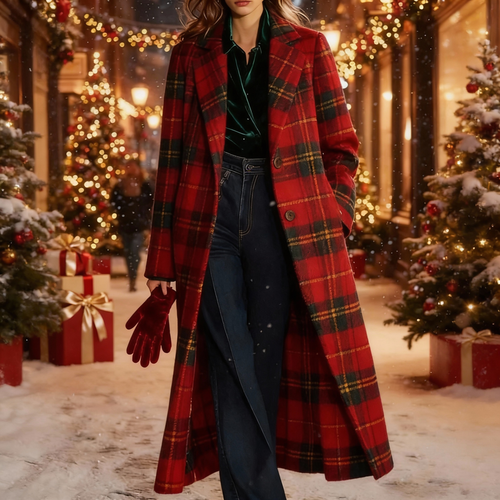 Milenna™ | Tailored Plaid Long Coat