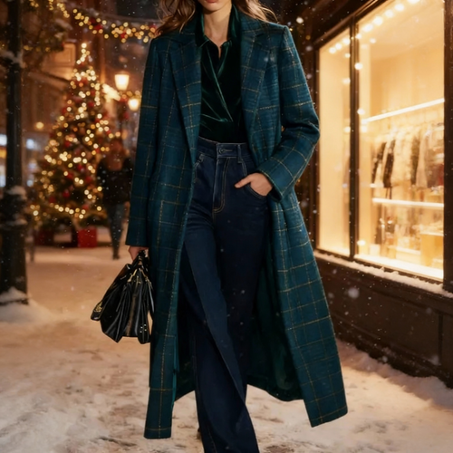 Milenna™ | Tailored Plaid Long Coat