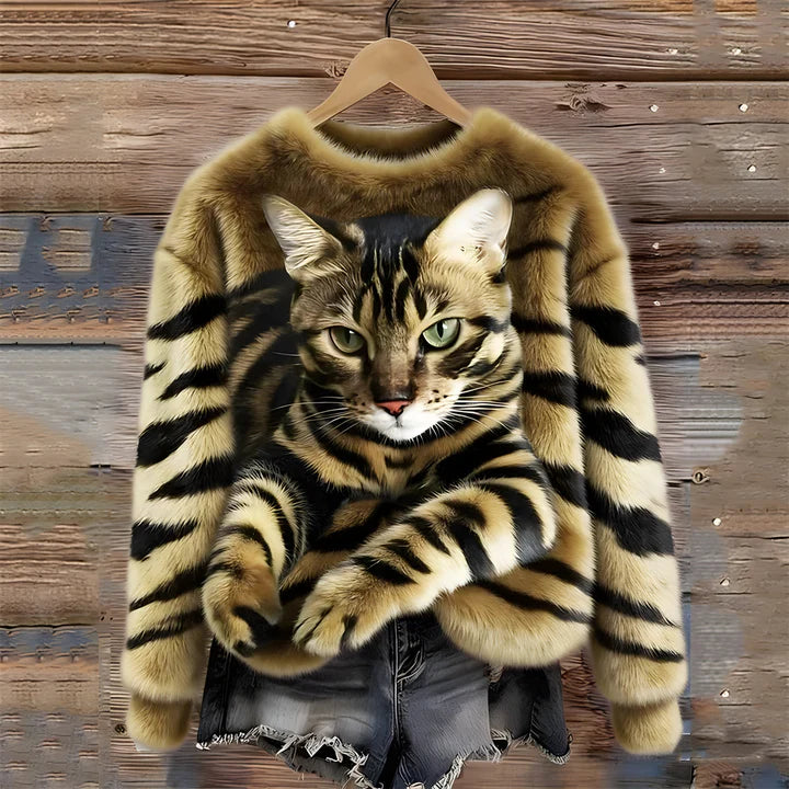 Veluna™ | Cozy Cat-print Sweater