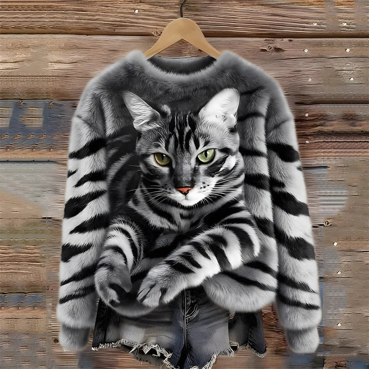 Veluna™ | Cozy Cat-print Sweater