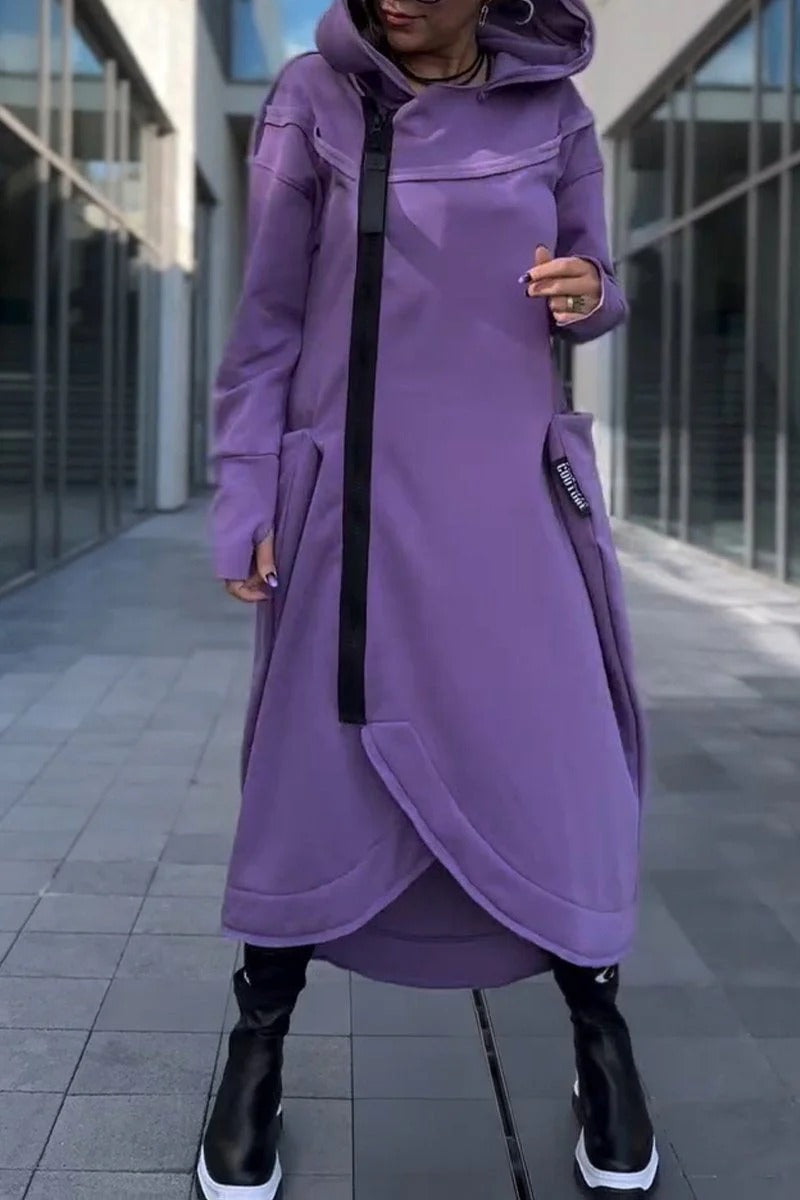 Xina™ | Long Sleeve Asymmetric Hooded Dress
