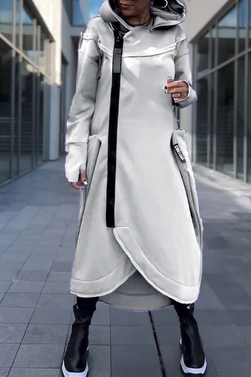 Xina™ | Long Sleeve Asymmetric Hooded Dress