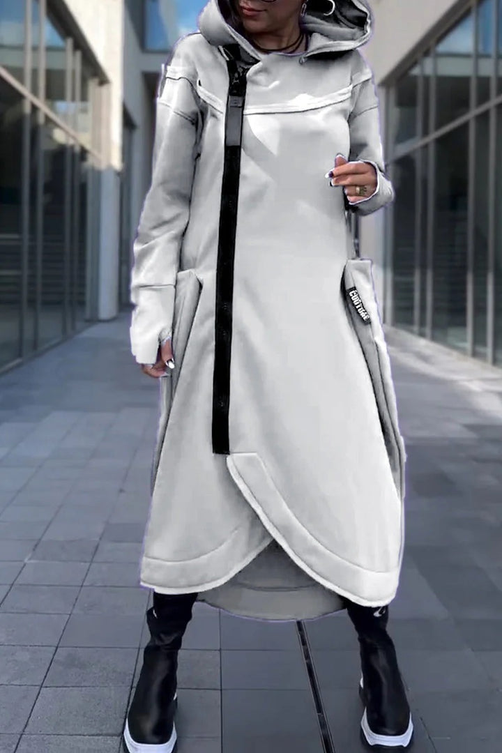 Xina™ | Long Sleeve Asymmetric Hooded Dress