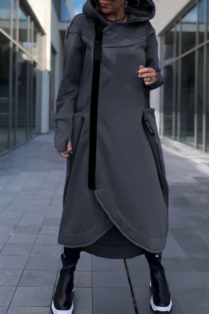 Xina™ | Long Sleeve Asymmetric Hooded Dress