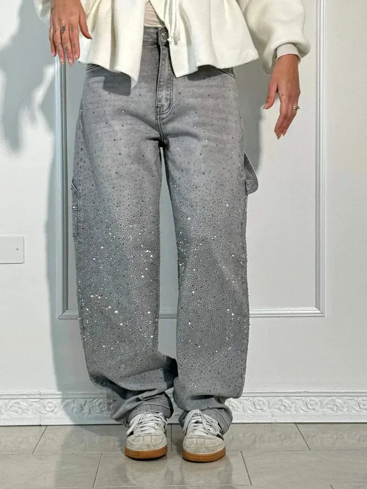 Aimee™ | Starry Denim Wide-Leg Jeans