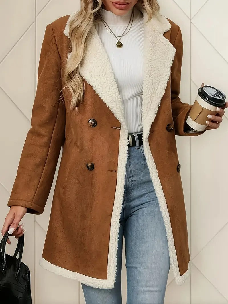 Quinla™ | Double-breasted Shearling Collar Coat