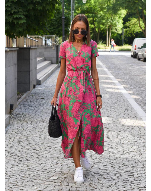 Selyndra™ | Chic Short Sleeve Wrap Dress