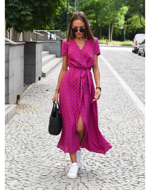 Selyndra™ | Chic Short Sleeve Wrap Dress