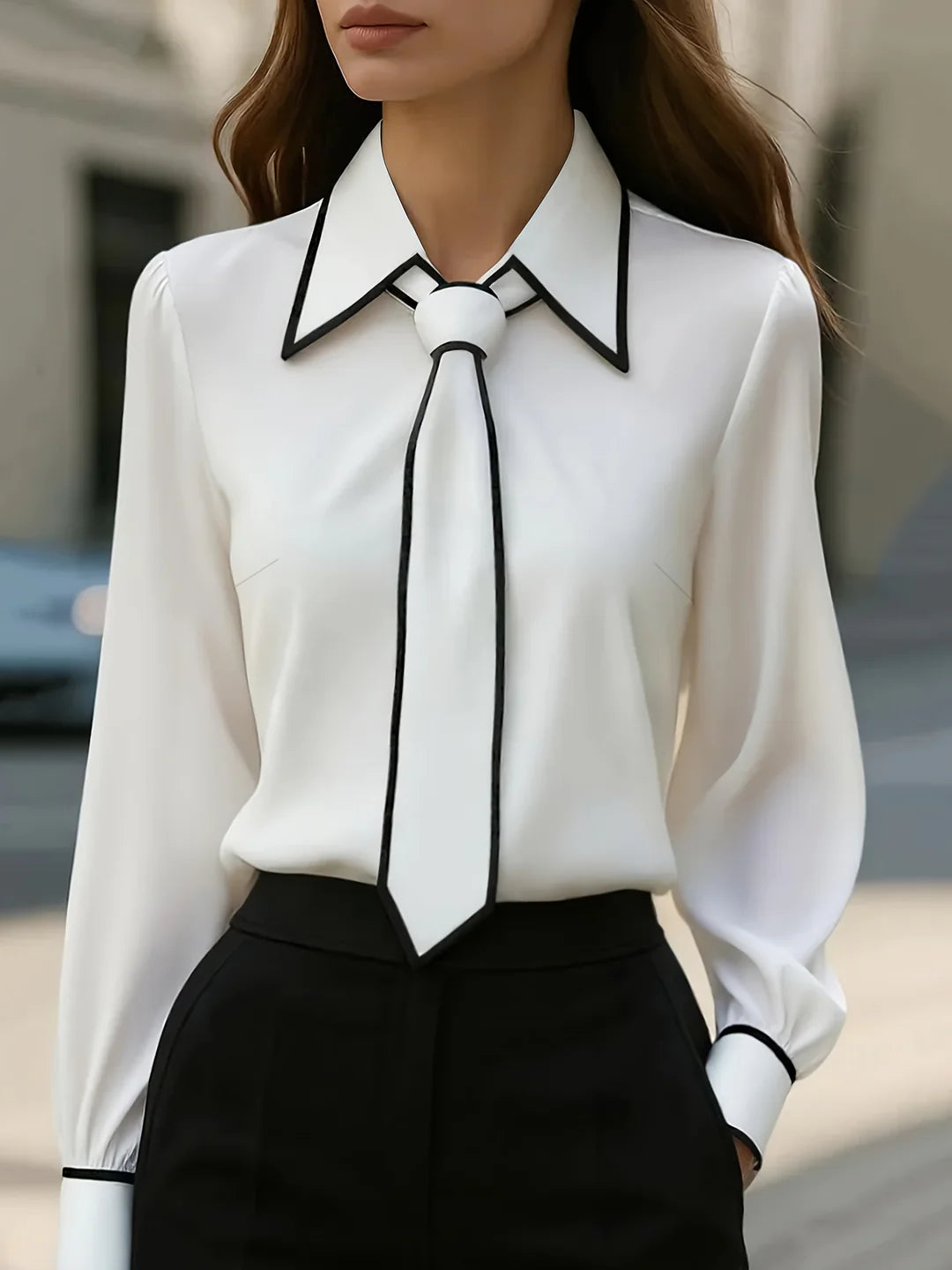 Loranae™ | Tie-Neck Long Sleeve Blouse