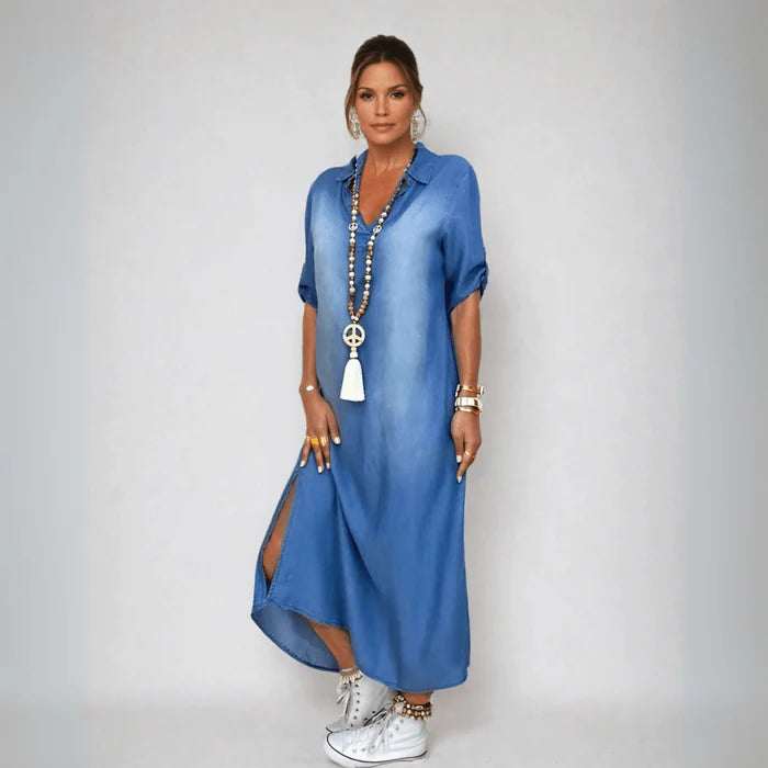 Selinae™ | Casual Denim Style Midi Dress