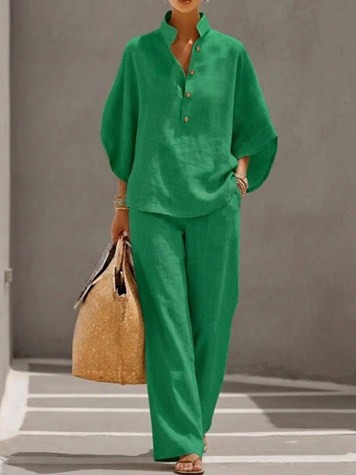 Loraine™ | Cotton Linen Batwing Sleeve Set