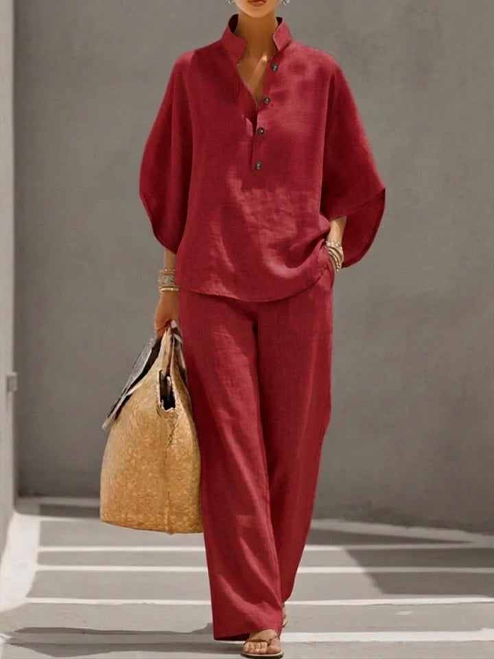 Loraine™ | Cotton Linen Batwing Sleeve Set