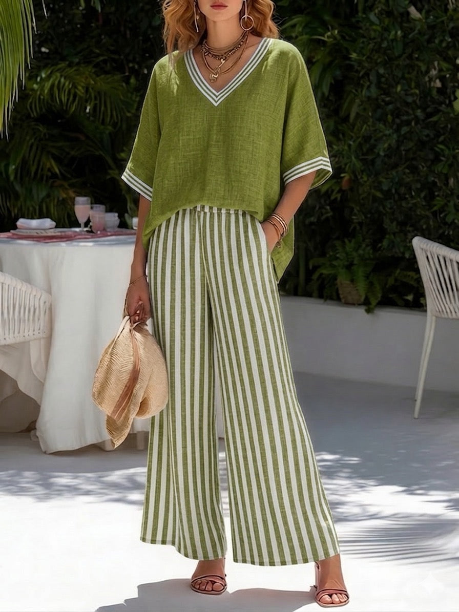 Amélia | Striped Linen-Cotton Set
