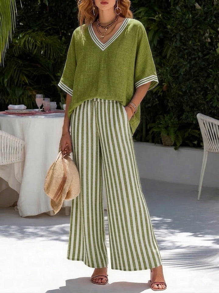 Amélia | Striped Linen-Cotton Set