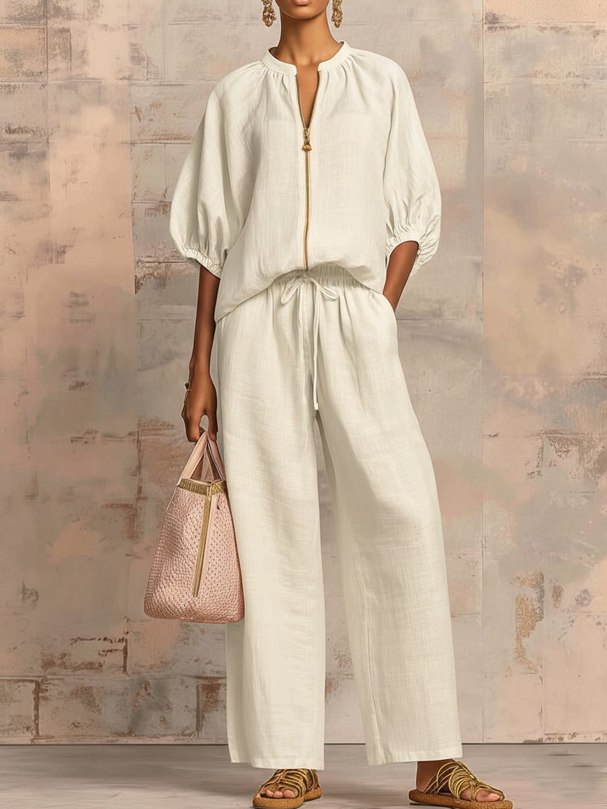 Léonie | Elegant Linen Two-Piece Set