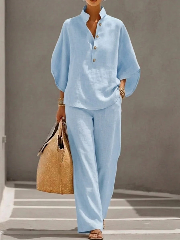 Loraine™ | Cotton Linen Batwing Sleeve Set