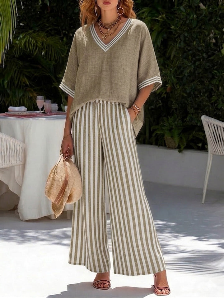 Amélia | Striped Linen-Cotton Set