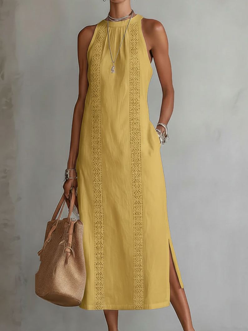 JIMENA | Linen-Textured Midi Dress