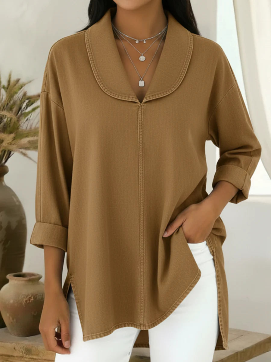 Arlyra™ | Relaxed Shawl Collar Top
