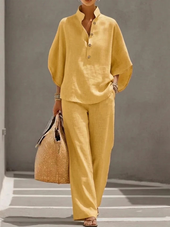 Loraine™ | Cotton Linen Batwing Sleeve Set