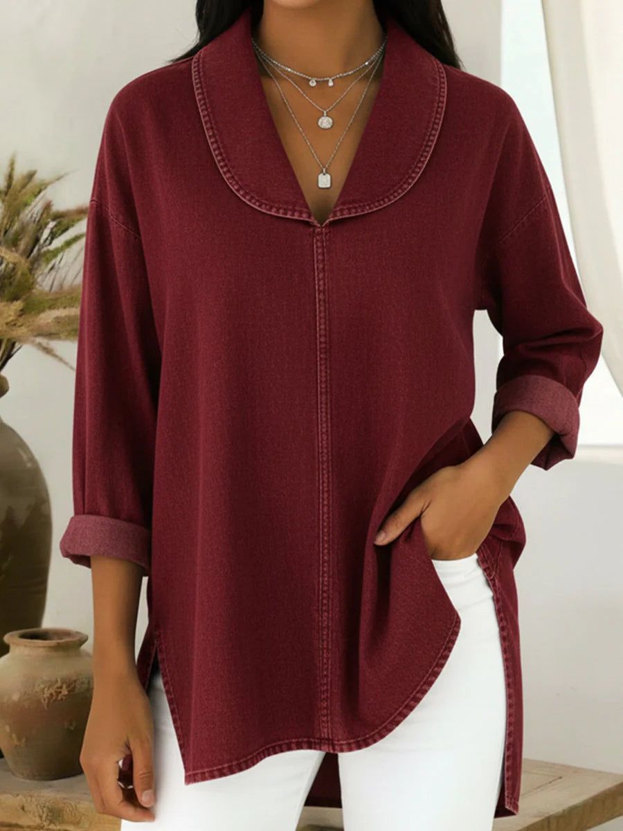 Arlyra™ | Relaxed Shawl Collar Top