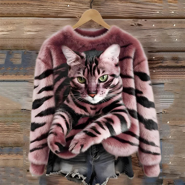 Veluna™ | Cozy Cat-print Sweater