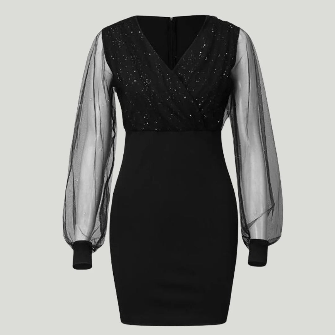 Faylisse™ | Sequin Sheer Sleeved Dress