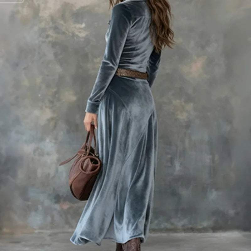 Ysara™ | Buttoned Velvet Maxi Dress