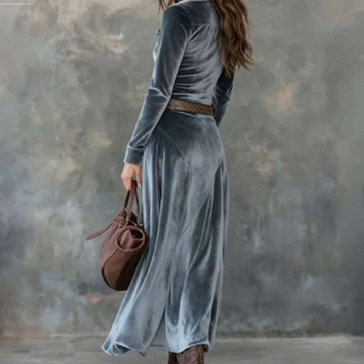 Ysara™ | Buttoned Velvet Maxi Dress