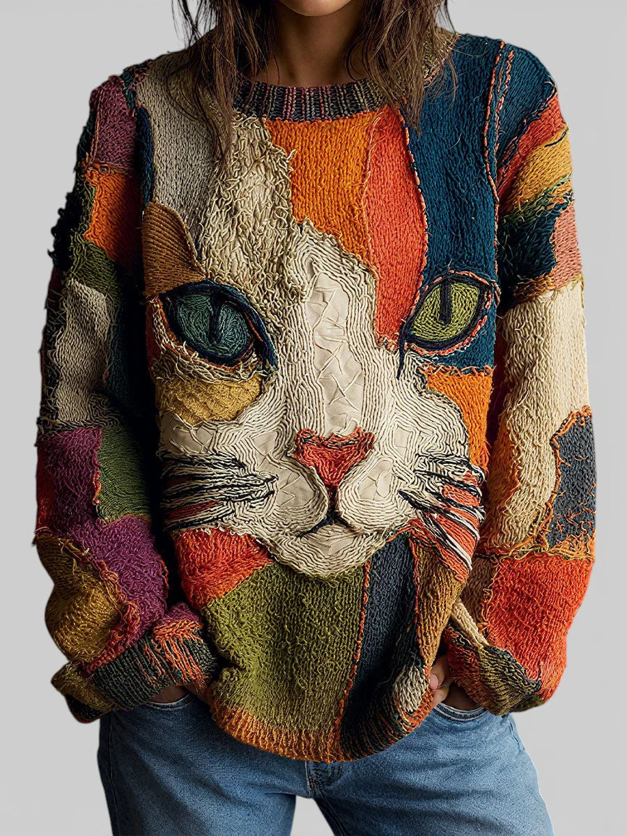 Velisa™ | Artistic Cat Print Top