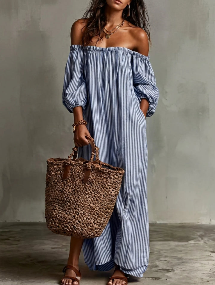 Elena | Flowing maxi dress with off-the-shoulder neckline