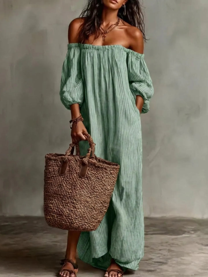 Elena | Flowing maxi dress with off-the-shoulder neckline