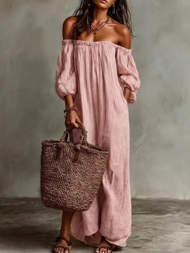 Elena | Flowing maxi dress with off-the-shoulder neckline
