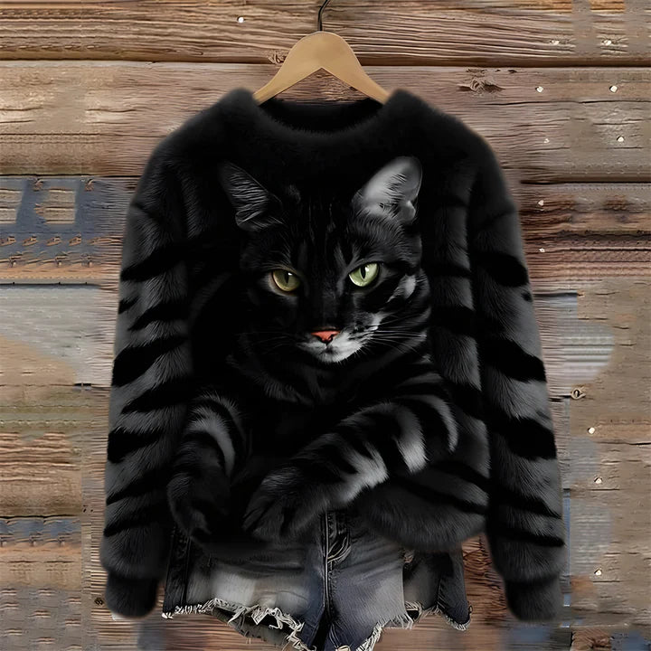 Veluna™ | Cozy Cat-print Sweater